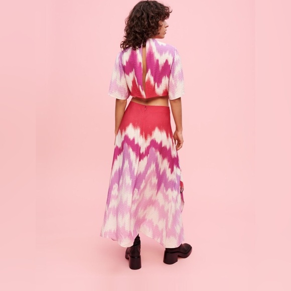 Maje Asymmetrical Tie-Dye Scarf Dress – Pink | Size 34/XS - Picture 3 of 7